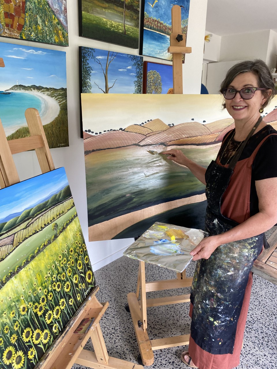 Corinne Young at her easel