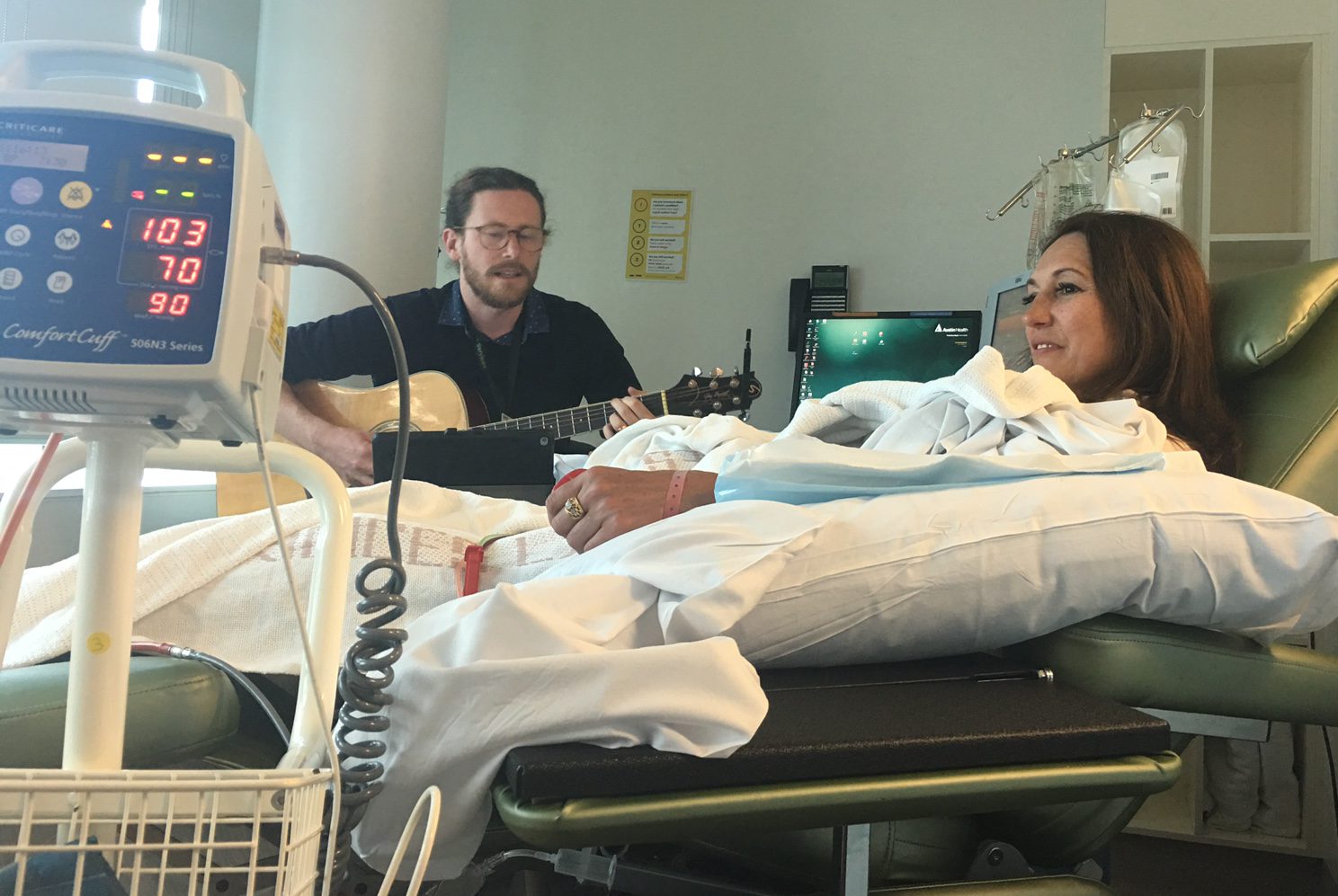 suzi juracic with dan music therapist before allograft photo grid